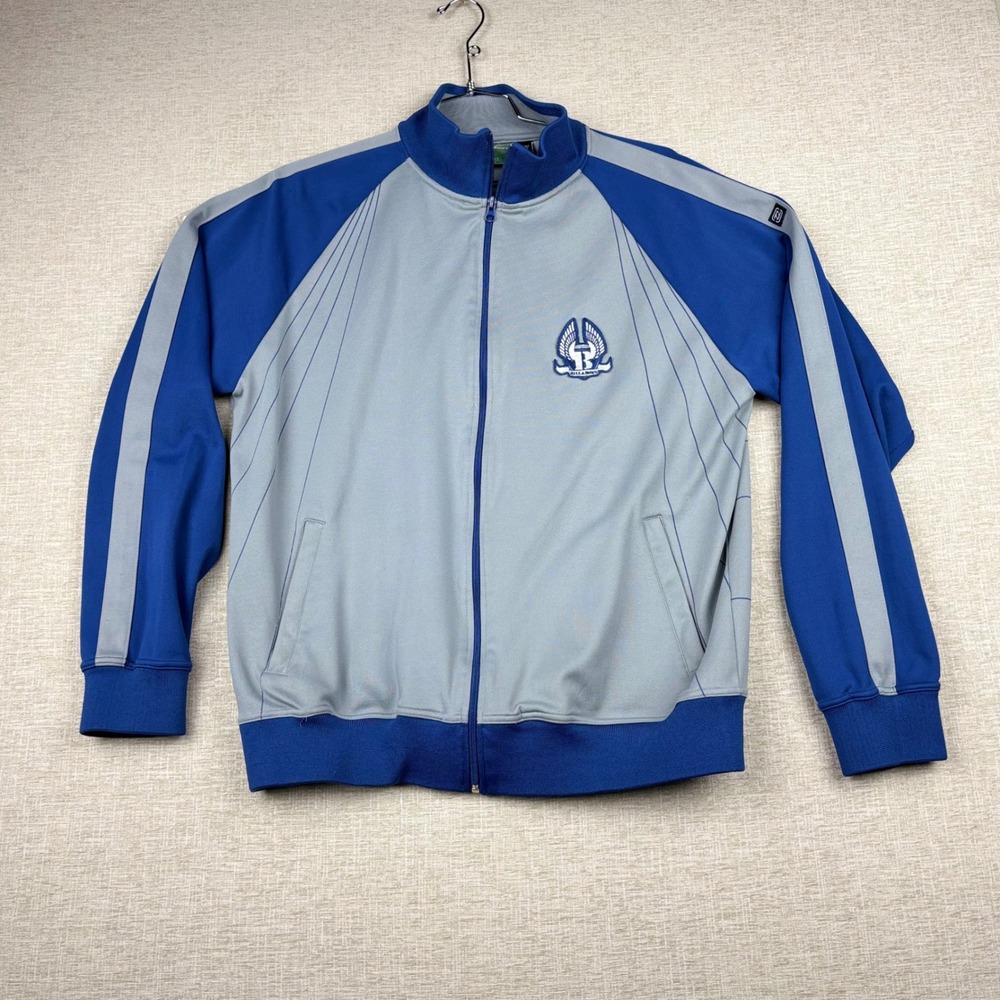 Billabong Mens XXL Track Jacket Grey Blue Full Zip Winged Crest Logo Sporty Surf